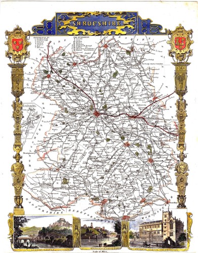 Shropshire antique engraved - shropshire,