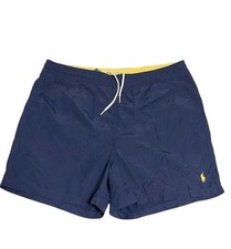 Polo Ralph Lauren Swim Shorts Trunks 38 waist Size Large Navy Yellow 100% Nylon