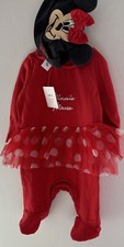 Up To 1 Month Disney Minnie Mouse Red Cotton Tutu Sleepsuit & Matching Hat