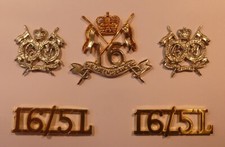 Cap Badge, Collar Badges, Shoulder Titles all in metals - 16th/5th Lancers 16/5L