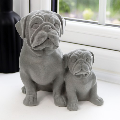 Pug pair ornament - pug, velvet