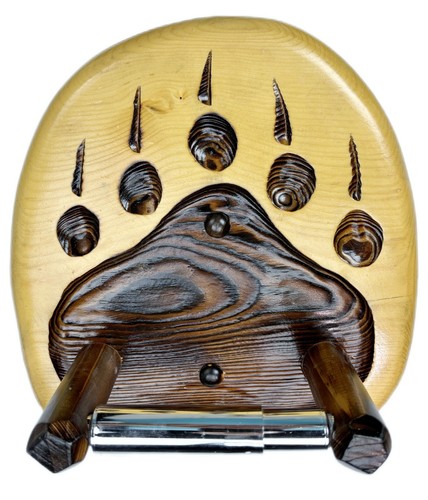 Carved wood toilet - wood, roll
