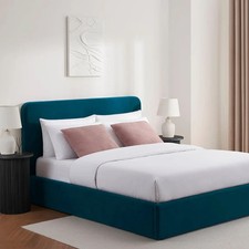 Dusk Ascot Velvet Teal Blue Double Ottoman Storage Bed RRP £319