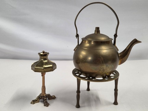 Brass teapot figurine with - brass,