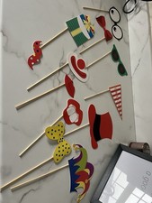 Kids Birthday Party Entertainment DIY Photo Booth Funny Faces Dress Up Fun Props