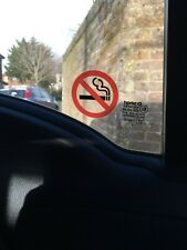 6 CLEAR NO SMOKING STICKERS, view both sides of glass 50mm. Car, taxi, van, shop