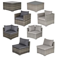 Garden Outdoor Rattan Corner Sofa,Single Sofa,Coffee Table Grey/Deep Grey