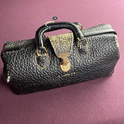 Antique leather doctor bag - leather,
