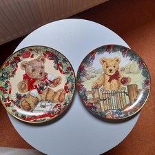 Franklin Mint Teddy's 1st Christmas + First Harvest plates Great Condition