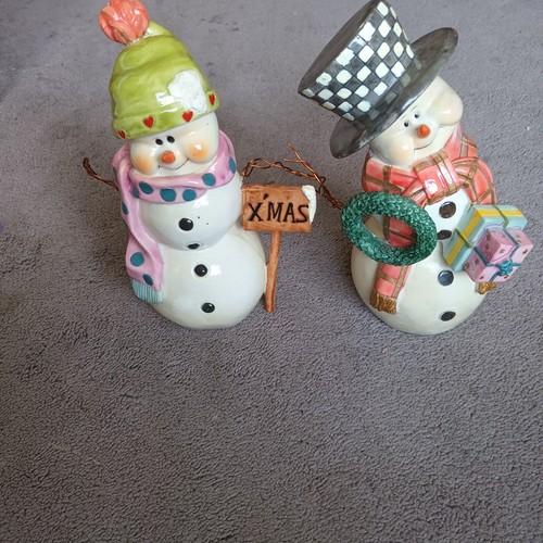 Snowman ceramic figures - 2x,