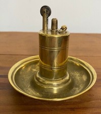 RARE ANTIQUE BRASS TRENCH ART WWI REGIMENTAL TABLE LIGHTER BRITISH TOMMY 