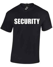 SECURITY MENS T SHIRT FANCY DRESS FASHION UNIFORM BOUNCER POLICE TOP S-3XL