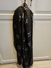 Women's Black With Pretty Star And Sparkle Detail Neck Head Scarf/Wrap Brand New