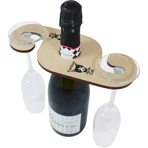 Curious cat wooden wine - 'curious, cat'