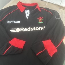 Wales Vtg Reebok Redstone Wales WRU Cymru Rugby Union Shirt Med Black Read Desc