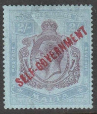 Malta 1922 George V 2 shillings Purple & Blue /Blue opt Self Government SG111