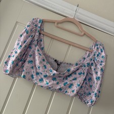 Zara Pink Floral Bardot Crop