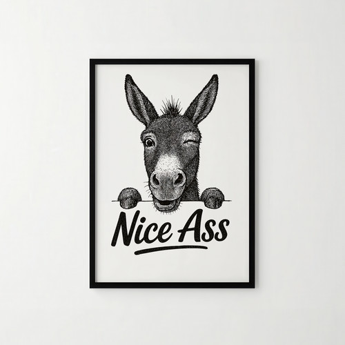 Funny donkey wall art - donkey,