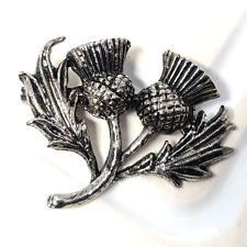 Thistle Brooch Scottish Lapel Pin Pewter Tone Brooch Bouquet Scottish Jewellery