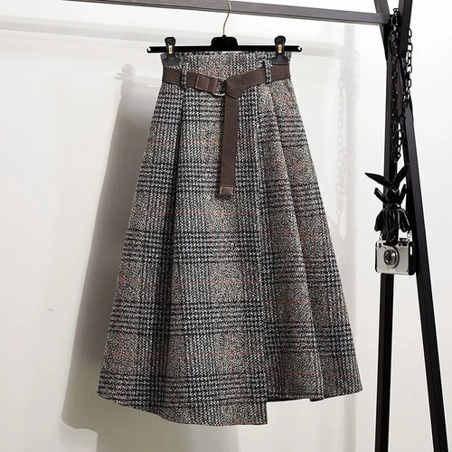 Women tartan midi line - midi, a-line