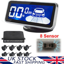 Front and Rear 8 Sensors LCD Display Buzzer Alarm Car Reverse Parking Set Black