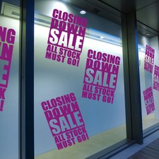 Closing Down Sale Sign Retail Shop Window Display Vinyl Wall Stickers Decal A307