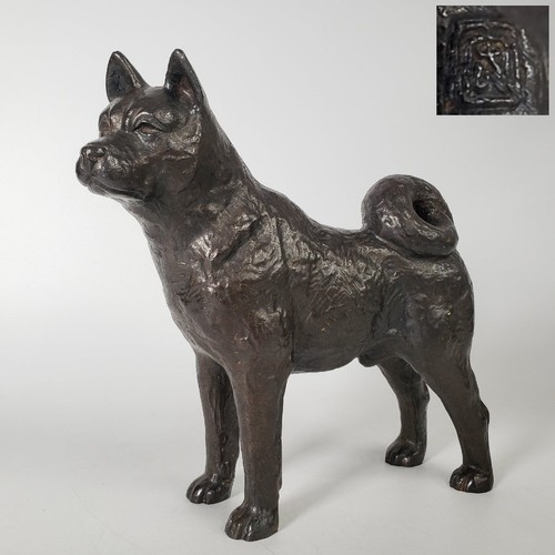 Akita dog bronze statue - dog,