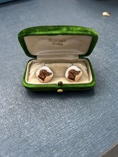 Vintage English Pointer Enamel Cuff Links Hunting Dog