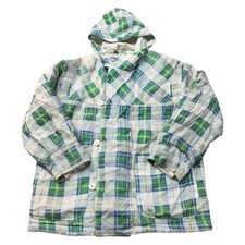 Vintage No Smoking Ski Jacket Plaid Pattern Hooded Multicoloured Mens Small