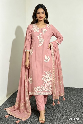 Dusky pink 3piece kurta suit - 3piece,