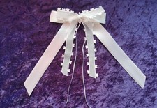 Set of 25 Romantic Bright White Wedding Bows for Cars  Chairs Elegant Ribbon 