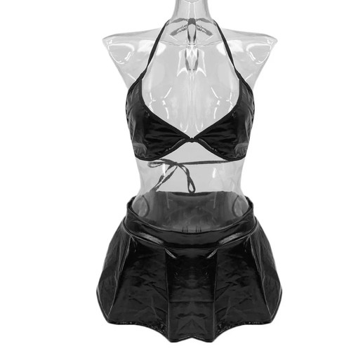 Women lady leather neck plus - leather, v-neck