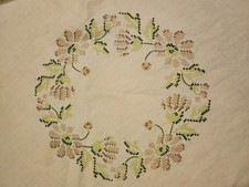 Vtg 68" Round Cross-Stitch