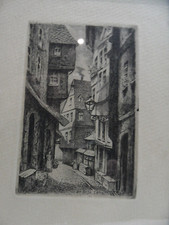 ANTIQUE MINIATURE PEN AND INK DRAWING GERMAN 1902