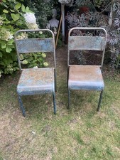 Vintage Metal /  French Stacking chairs - Cafe / Bar /