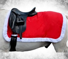 SANTA Christmas Exercise Sheet PONY COB HORSE ride-on saddle FLEECE FUR TRIM Rug