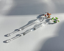 2 Clear Glass Lace Bobbins