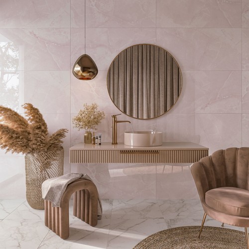 Pink marble high gloss - pink,