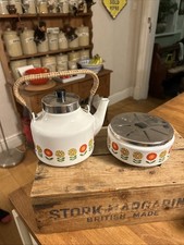 Vintage White Enamel Kettle