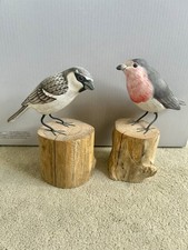 2 Bird / Animal Figurines, Home Decor Bird Decorations, Robin & Sparrow 