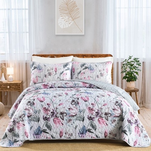 Floral patchwork bedspread set - floral,