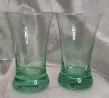 Set Of 2 La Mediterranea Green Crystal Goblet Wine Glasses Recycled Spain  14 Cm