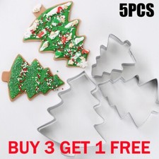 5× Christmas Tree Cookies Cutter Mold Fondant Cake Biscuit Mould Stainless Steel