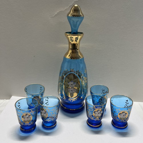 Vintage bohemian blue glass - bohemian,