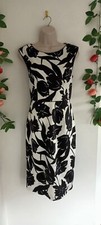 Debenhams Size 12 Black White Floral Shift Dress Fully Lined Wedding Occasion 