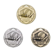 50mm Cricket ball & wicket Shield Medals with FREE ribbon, engraving & UKpp G760