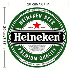 Heineken metal Beer Sign, Weatherproof Sign, man cave, garage, shed, 20cm round