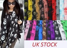 Women Ladies SKULLS Pure Silk Scarf Shawl Wrap Scarves