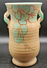 Crown Devon Hand-Painted Vase with Twin Handles, c.1930s, 18 cm Tall – Vintage