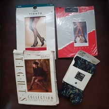 Tights x4 Pairs Vintage 1980s 90s In Packets One Size